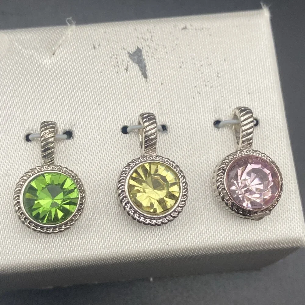 Vtg Roman RMN Necklace Interchangeable 7 Pendant Green Purple Yellow Pink Box - Picture 12 of 13
